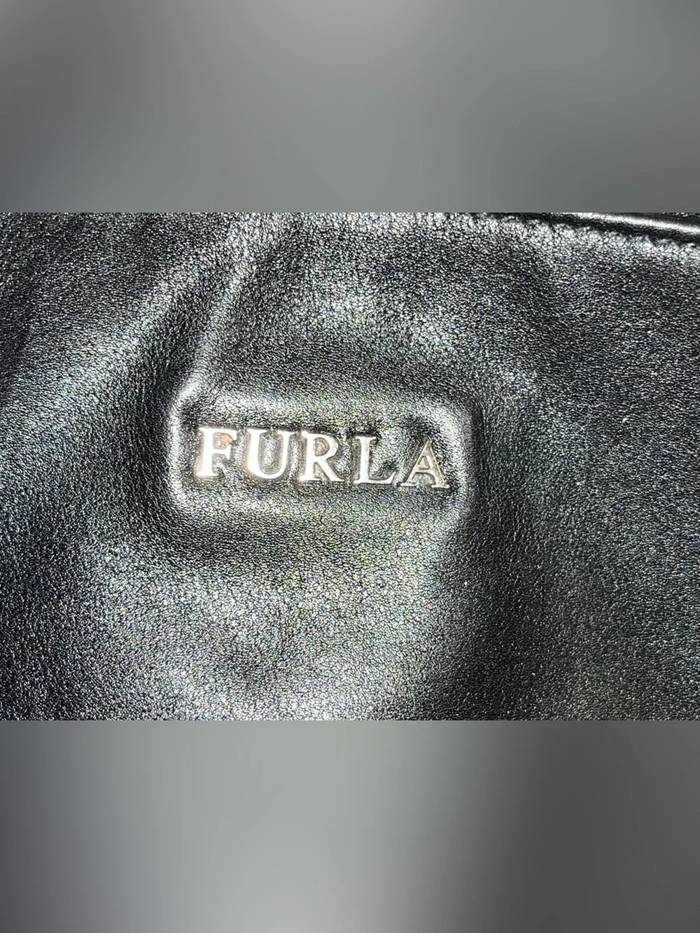 Furla EUC Black Leather Hobo Bag With Silver Hardware